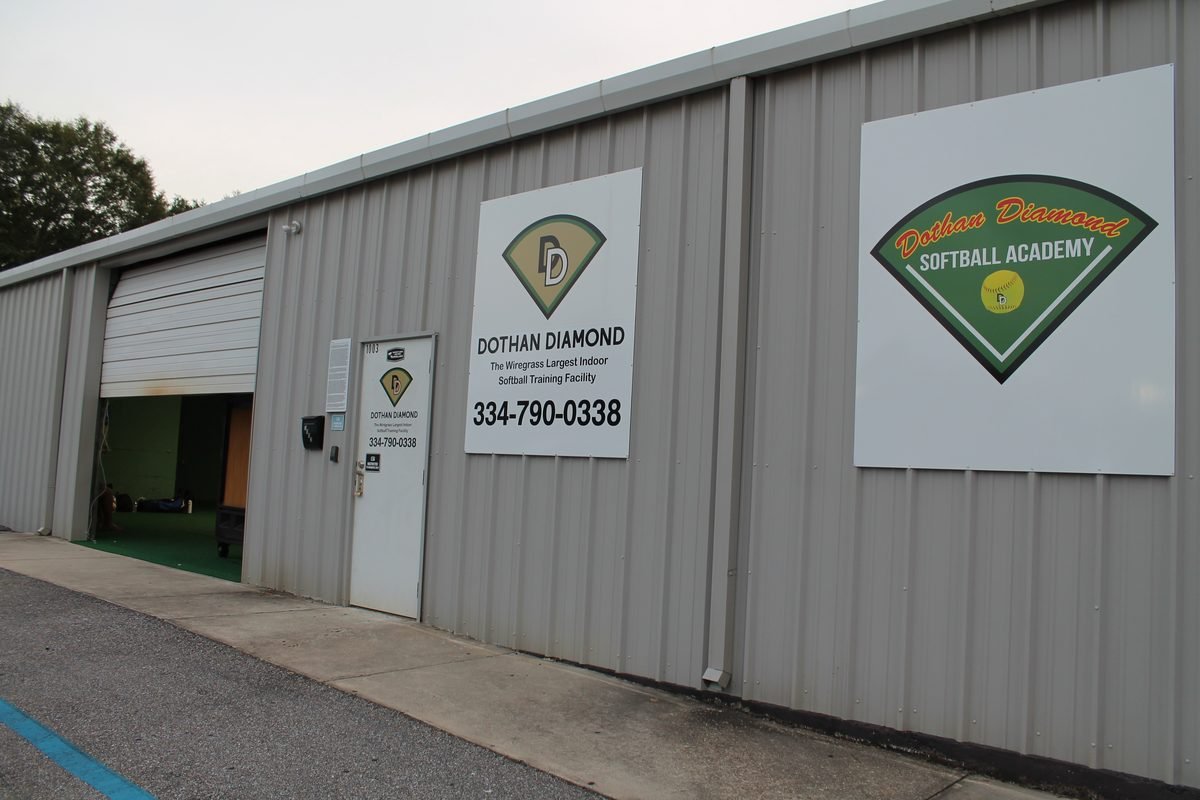 The exterior of the Dothan Diamond Softball Academy building on Wheat Street